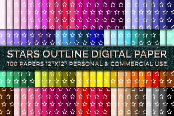 100 Stars Outline Digital Papers Pack: A Versatile Resource for Creative Projects