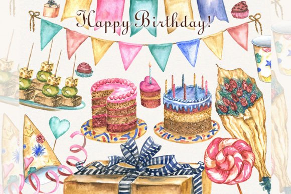 Birthday Clipart, Watercolor: A Versatile Tool for Creative Projects
