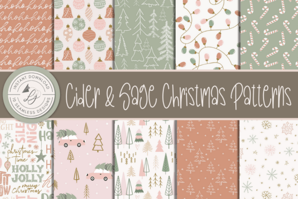 Blush Sage Christmas Patterns for Creative Projects