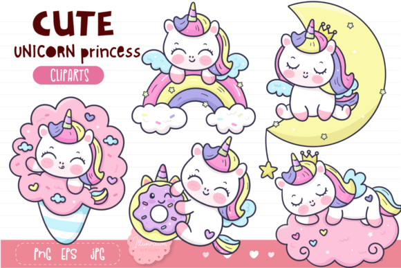 Cute Unicorn Princess. Kawaii Pony Baby: A Magical Addition to Your Creative Projects