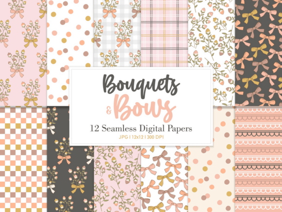 Digital Paper Pack BOUQUETS BOWS: A Versatile Resource for Creative Projects