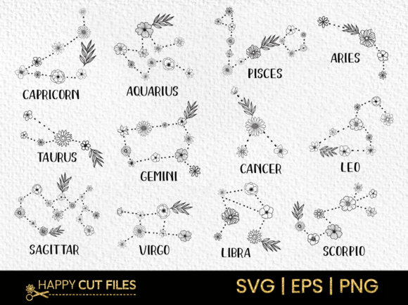 Floral Zodiac Signs Astrology Svg Flower: A Beautiful Blend of Symbolism and Design