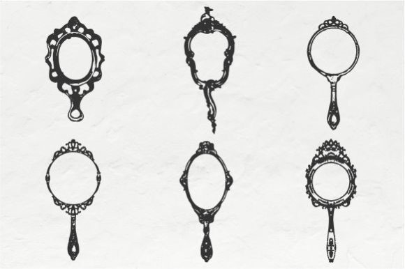 Hand Mirror Vintage Illustration Vector