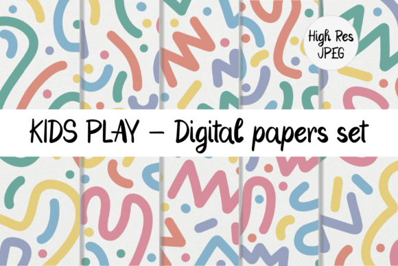 Kids Play Colorful Stroke Digital Paper