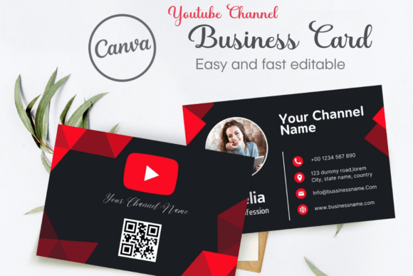 Minimalist YouTube Business Card Canva Template
