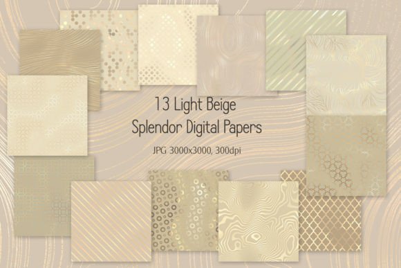 Set of 13 Light Beige Digital Papers