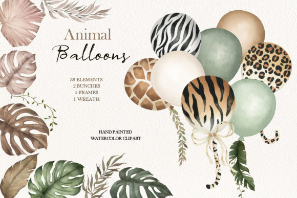 Watercolor Afica Animal Balloons Clipart: A Versatile Asset for Creative Projects