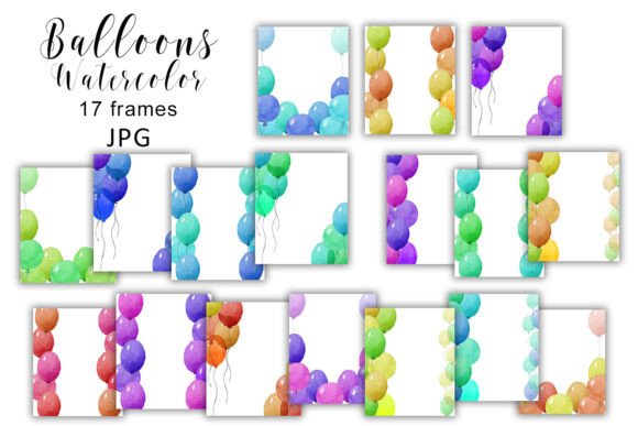 Watercolor Balloons Card Clipart Frame: A Versatile Design Element for Creative Projects
