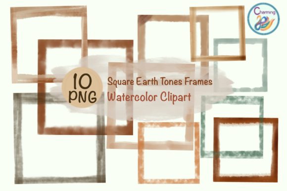 Watercolor Frames Square Earth Tone