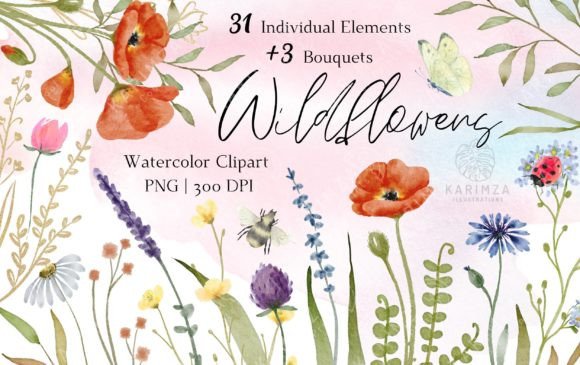 Watercolor Wildflower PNG Clipart: A Versatile Asset for Modern Creatives